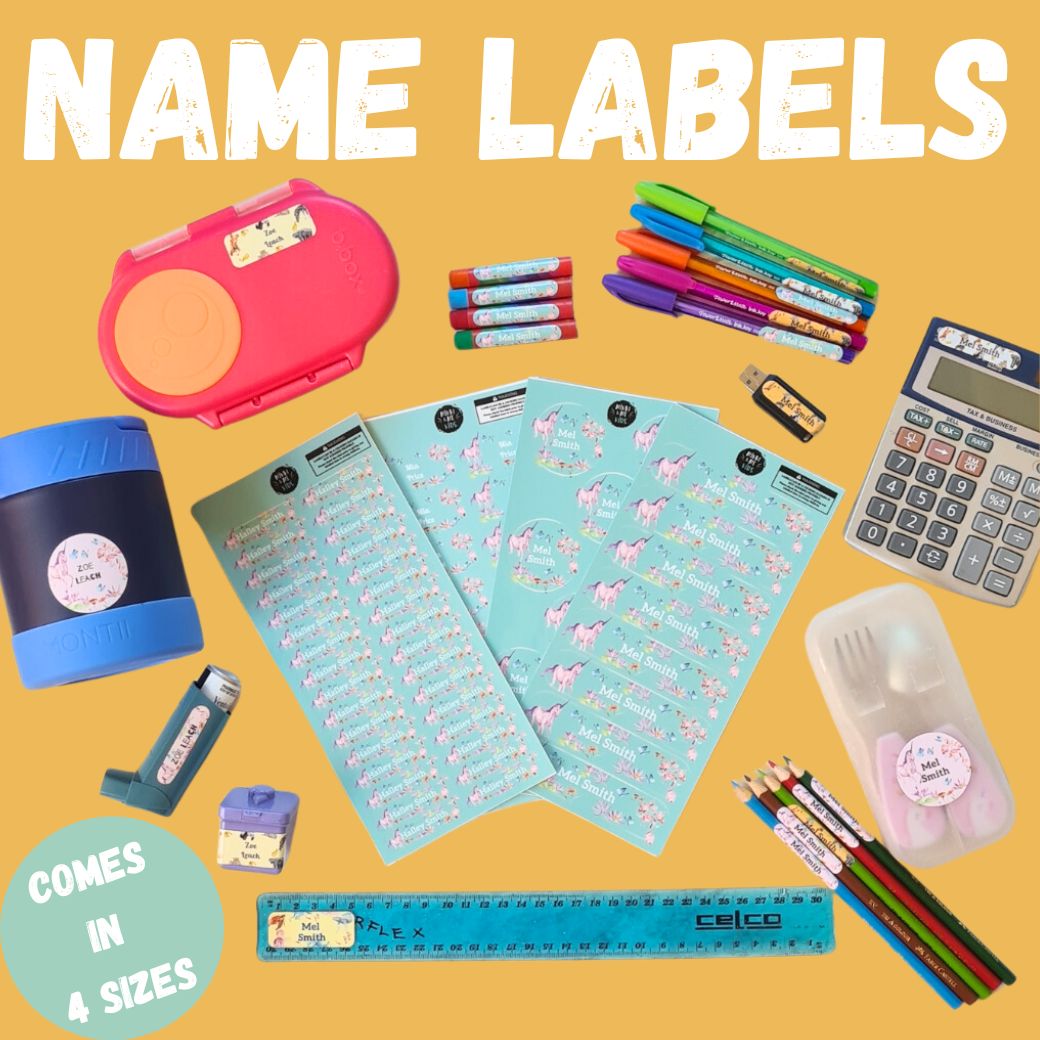 Personalised Name Labels & Stickers for Back to School Mikki & Me