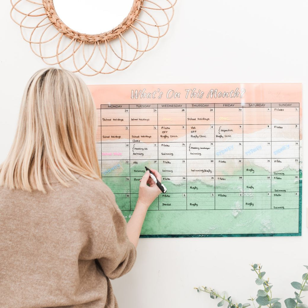 Award winning personliased acrylic monthly wall planner for families | Mikki and Me