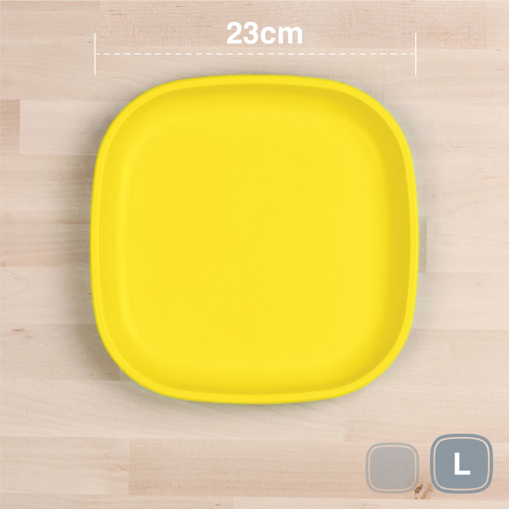 Yellow replay large flat plate made out of recycled plastic for kids, adults and picnics- Mikki and Me Kids