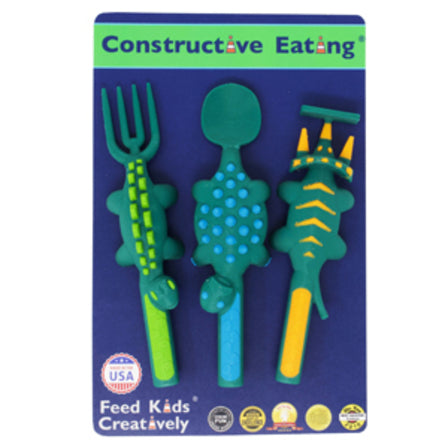 Constructive Eating Dinosaur cutlery and utensils for kids Mikki and Me