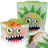 green monster russbe reusable sandwich snack bags 4 pack kids store - Mikki and Me