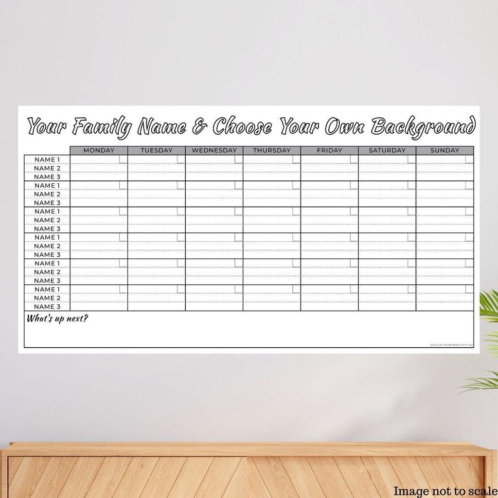 Award winning personliased acrylic monthly wall planner for families | Mikki and Me