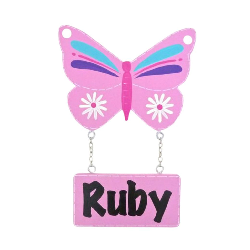 Kids personalised, decorative, and hand made door plaque - Butterfly - Mikki & Me Kids
