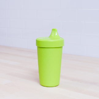 No spill lime green Replay no spill sippy cups made out of recycled plastic   Mikki and Me Kids