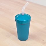 teal replay straw cup with reusable straw made out of recycled plastic - Mikki and Me Kids