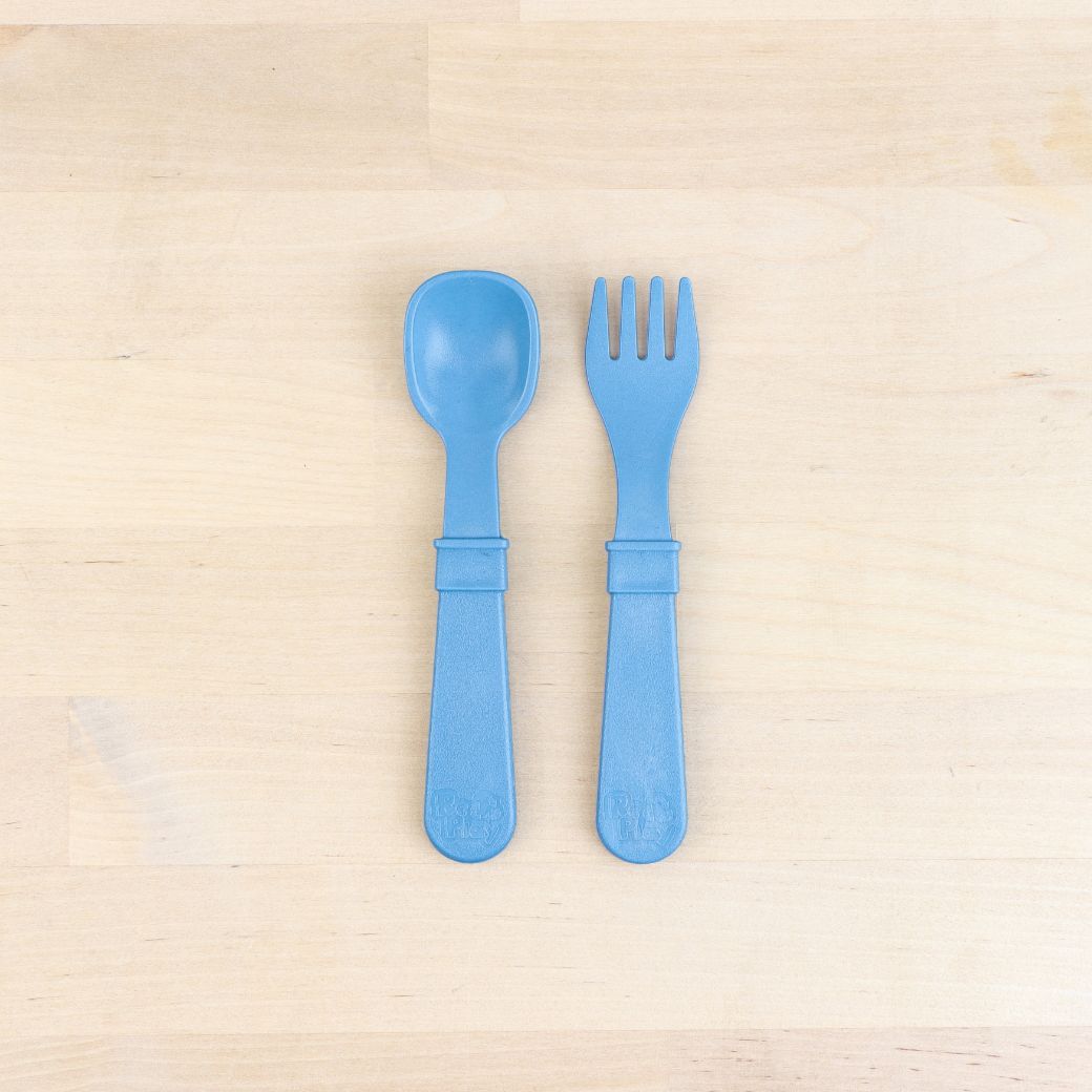 denim Replay spoon and fork set made out of recycled plastic Mikki and Me Kids