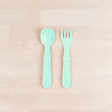 mint Replay spoon and fork set made out of recycled plastic Mikki and Me Kids