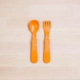 orange Replay spoon and fork set made out of recycled plastic Mikki and Me Kids