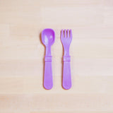 purple Replay spoon and fork set made out of recycled plastic Mikki and Me Kids