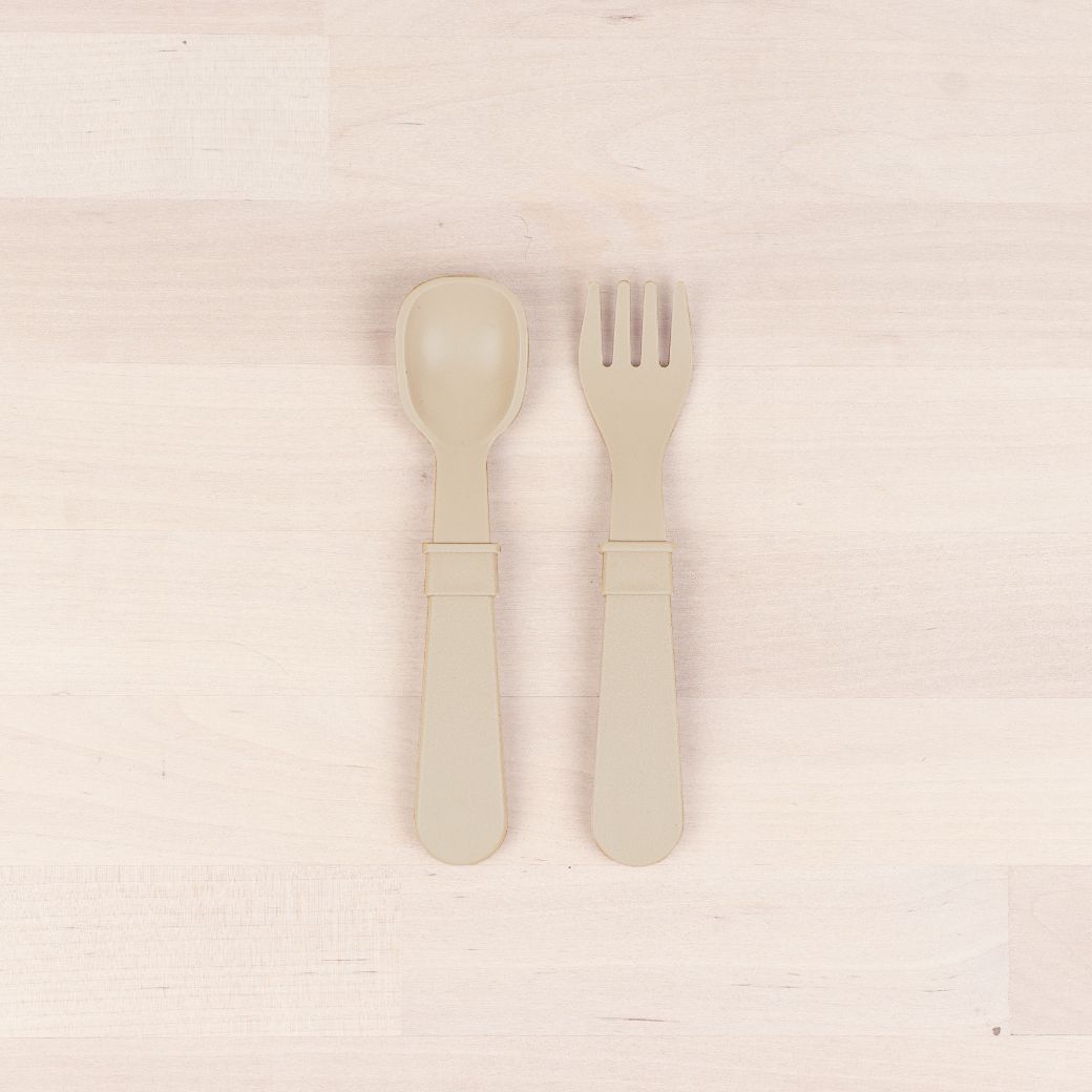 sand Replay spoon and fork set made out of recycled plastic Mikki and Me Kids