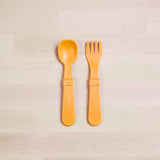 sunny yellow Replay spoon and fork set made out of recycled plastic Mikki and Me Kids