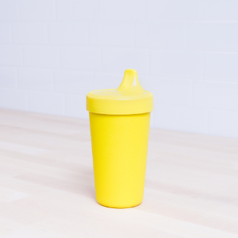 No spill yellow Replay no spill sippy cups made out of recycled plastic Mikki and Me Kids