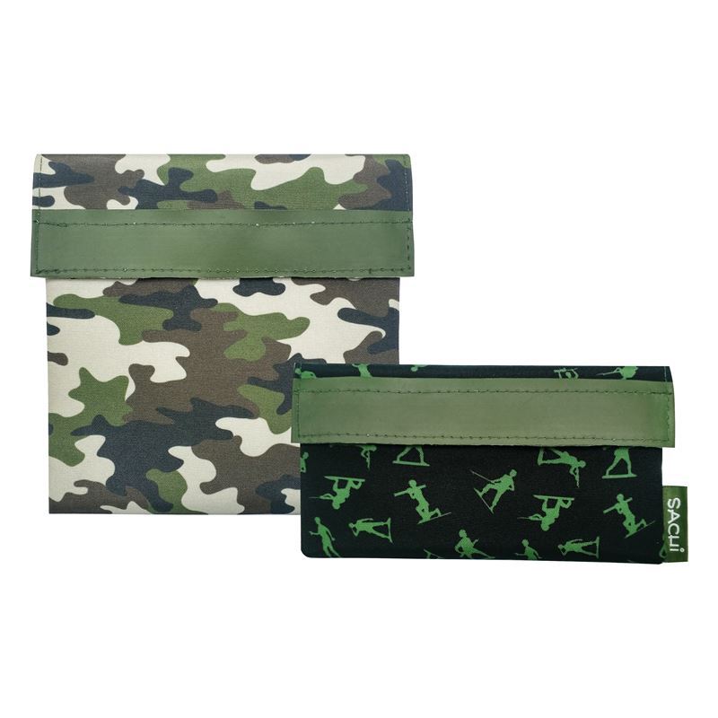 camo green reusable lunch pockets for back to school - Mikki and Me
