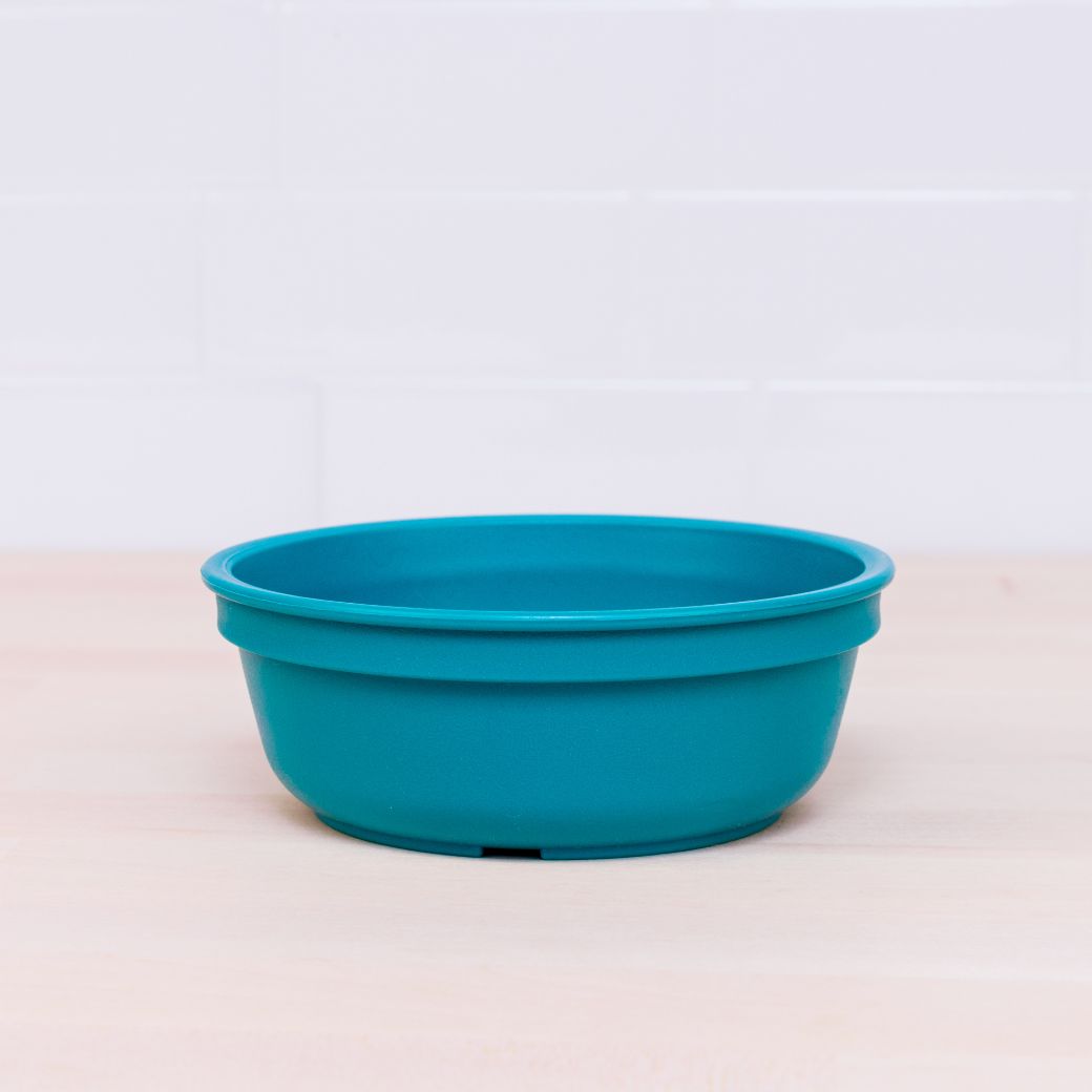 teal replay bowl for kids made from recycled plastic - Mikki and Me Kids