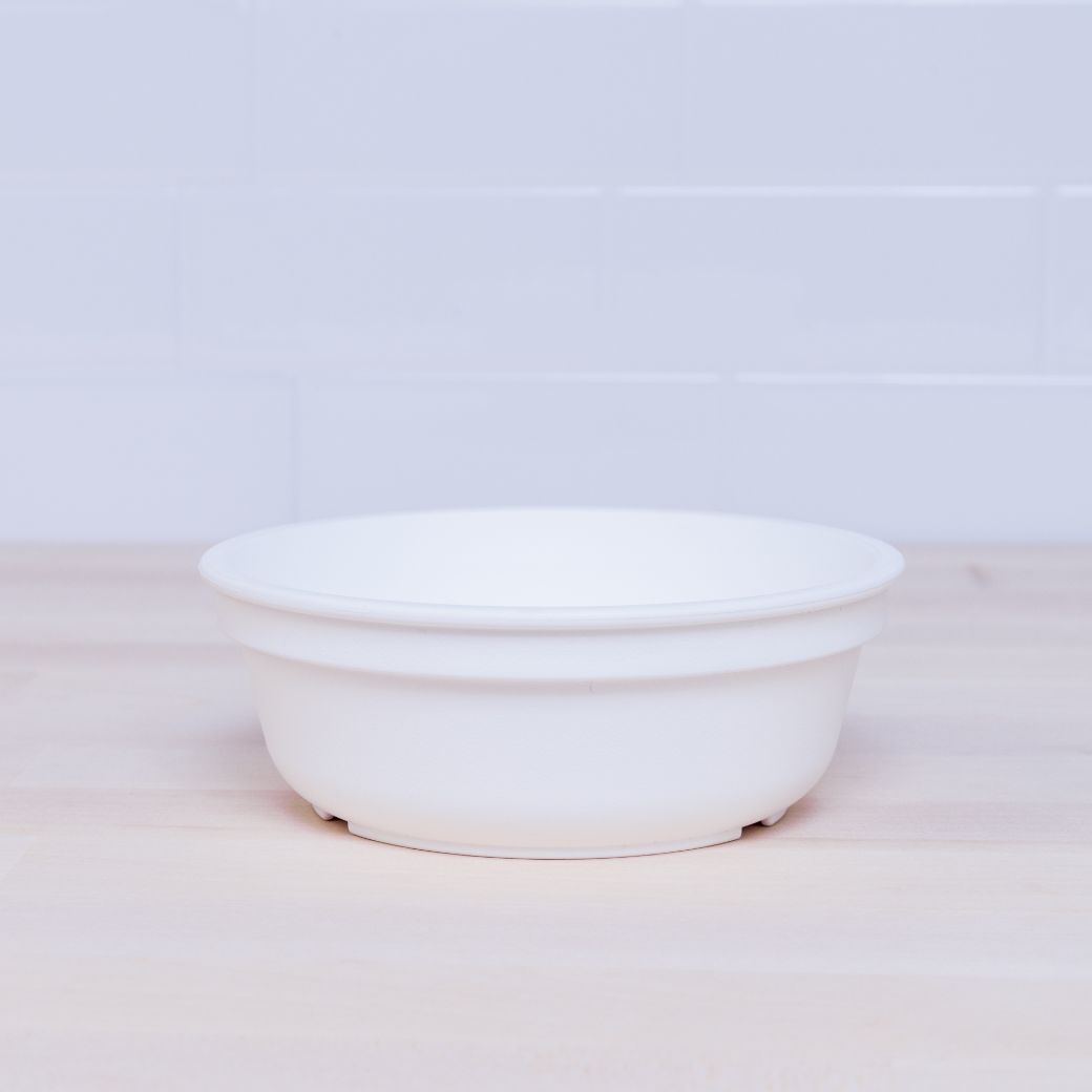 white replay bowl for kids made from recycled plastic - Mikki and Me Kids