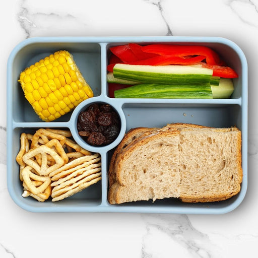 silicone bento lunchbox for back to school in blue