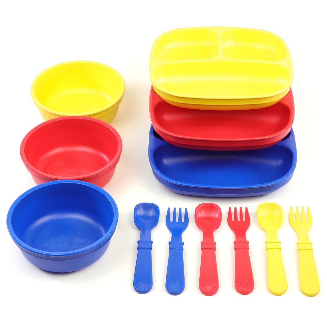 Replay Divided Plate, Bowl & Cutlery Combo - Primary