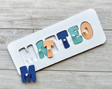 Personalised Name Puzzle - Navy, aqua, apricot