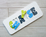 Personalised Name Puzzle -  Lime, Blue & Charcoal