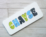 Personalised Name Puzzle -  Lime, Blue & Charcoal