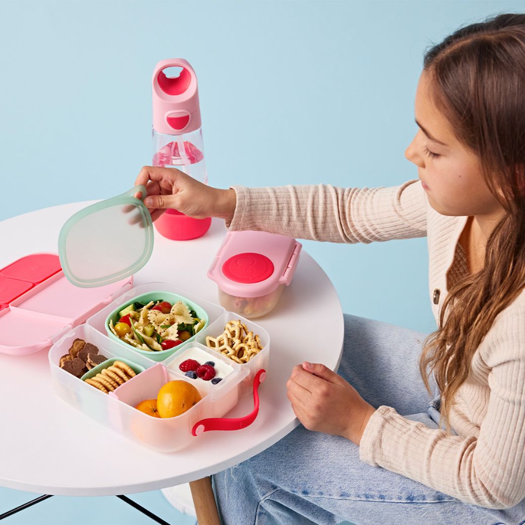B.Box Ultimate Flamingo Fizz Bundle - Lunch Bag, Large, Mini, Snackbox & Drink Bottle