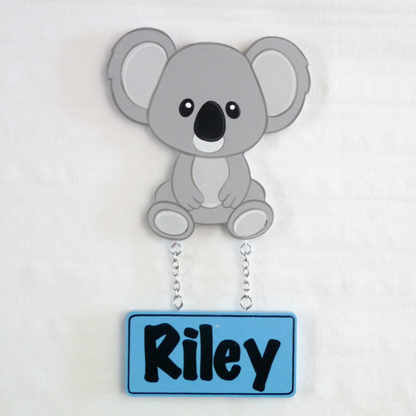 Kids Door Plaque - Koala Blue