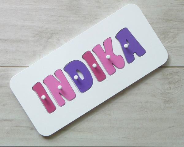 Personalised Name Puzzle -  Lolly, Hot Pink and Purple
