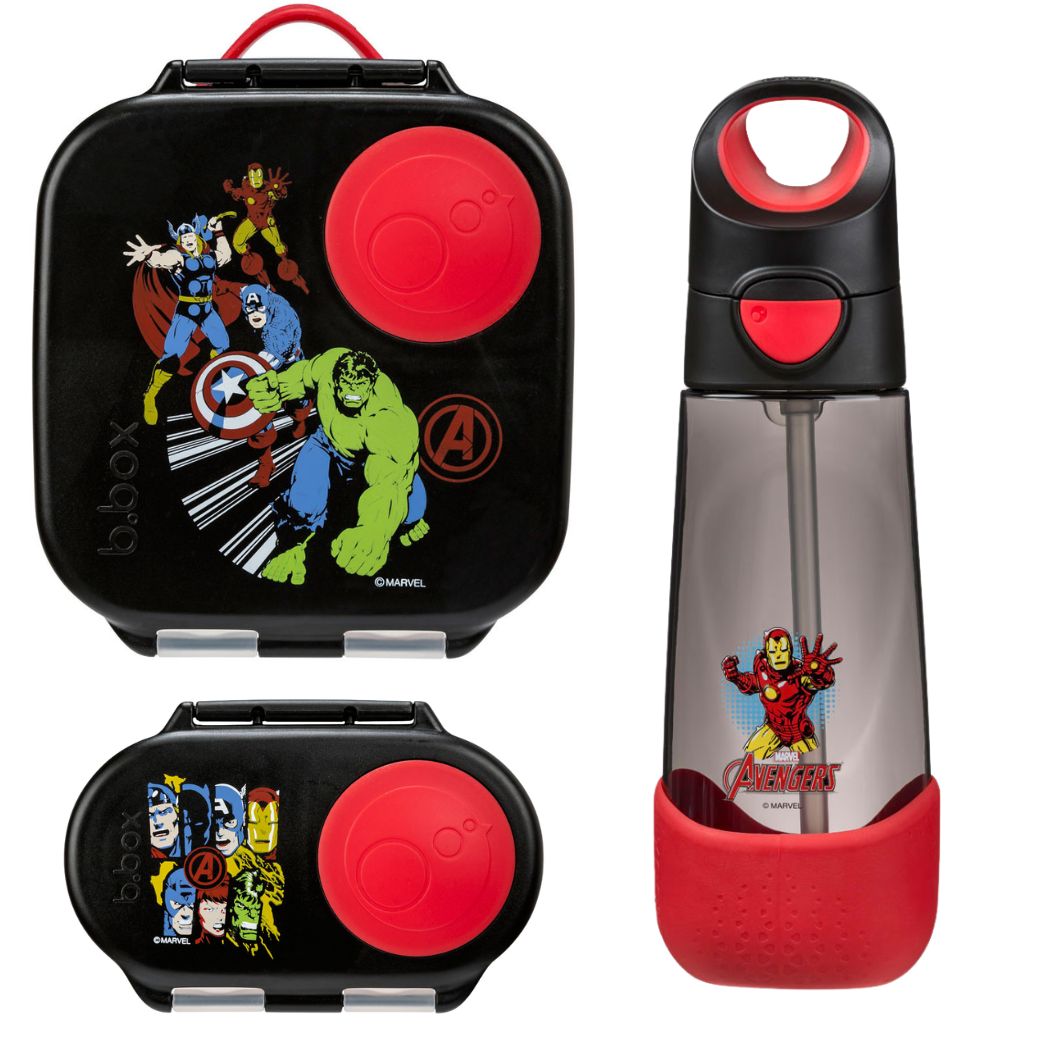 b.box Avengers Mini Bundle - Lunchbox, Snackbox & Drink Bottle