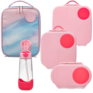 B.Box Ultimate Flamingo Fizz Bundle - Lunch Bag, Large, Mini, Snackbox & Drink Bottle