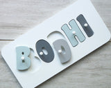Personalised Name Puzzle - Duck Egg Blue and Greys