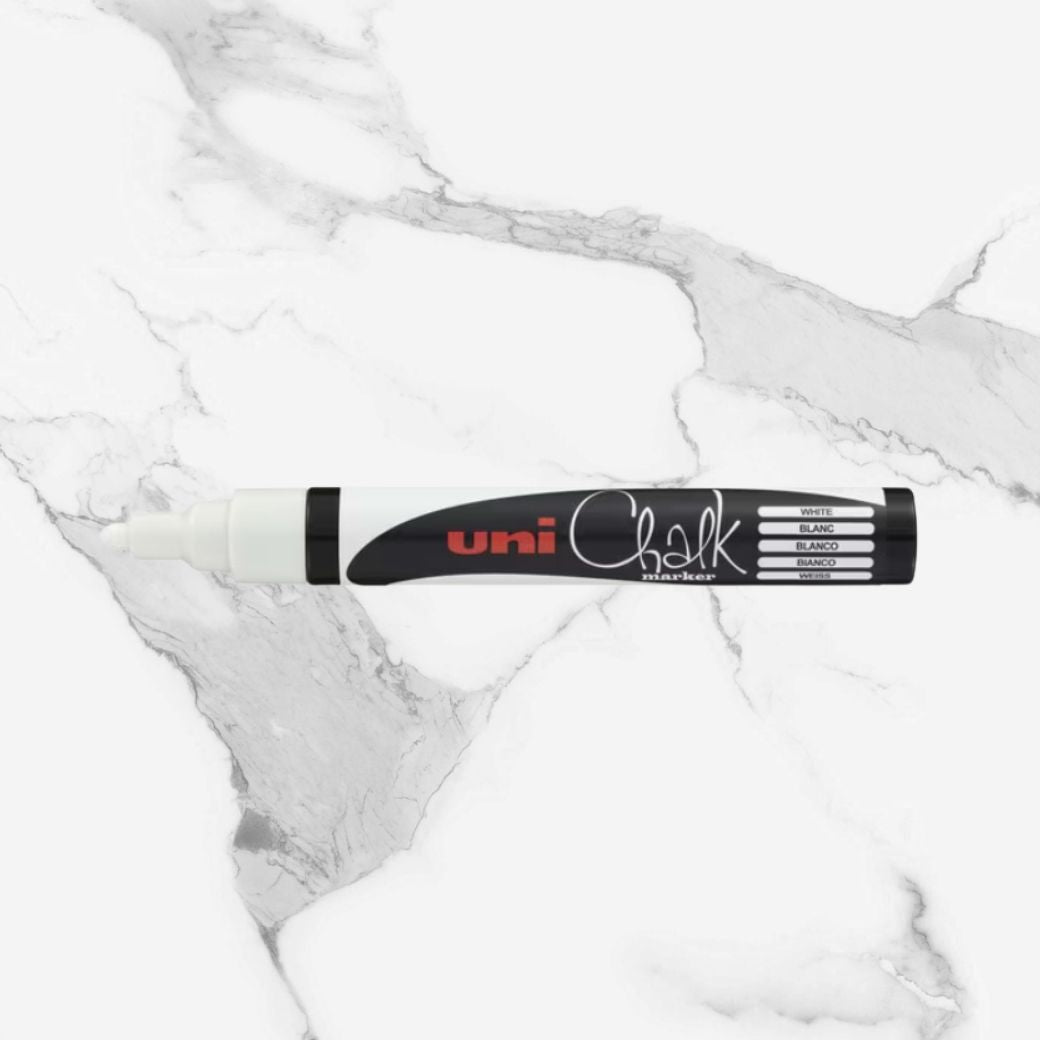 Uni White Liquid Chalk Marker (1.3mm bullet tip)