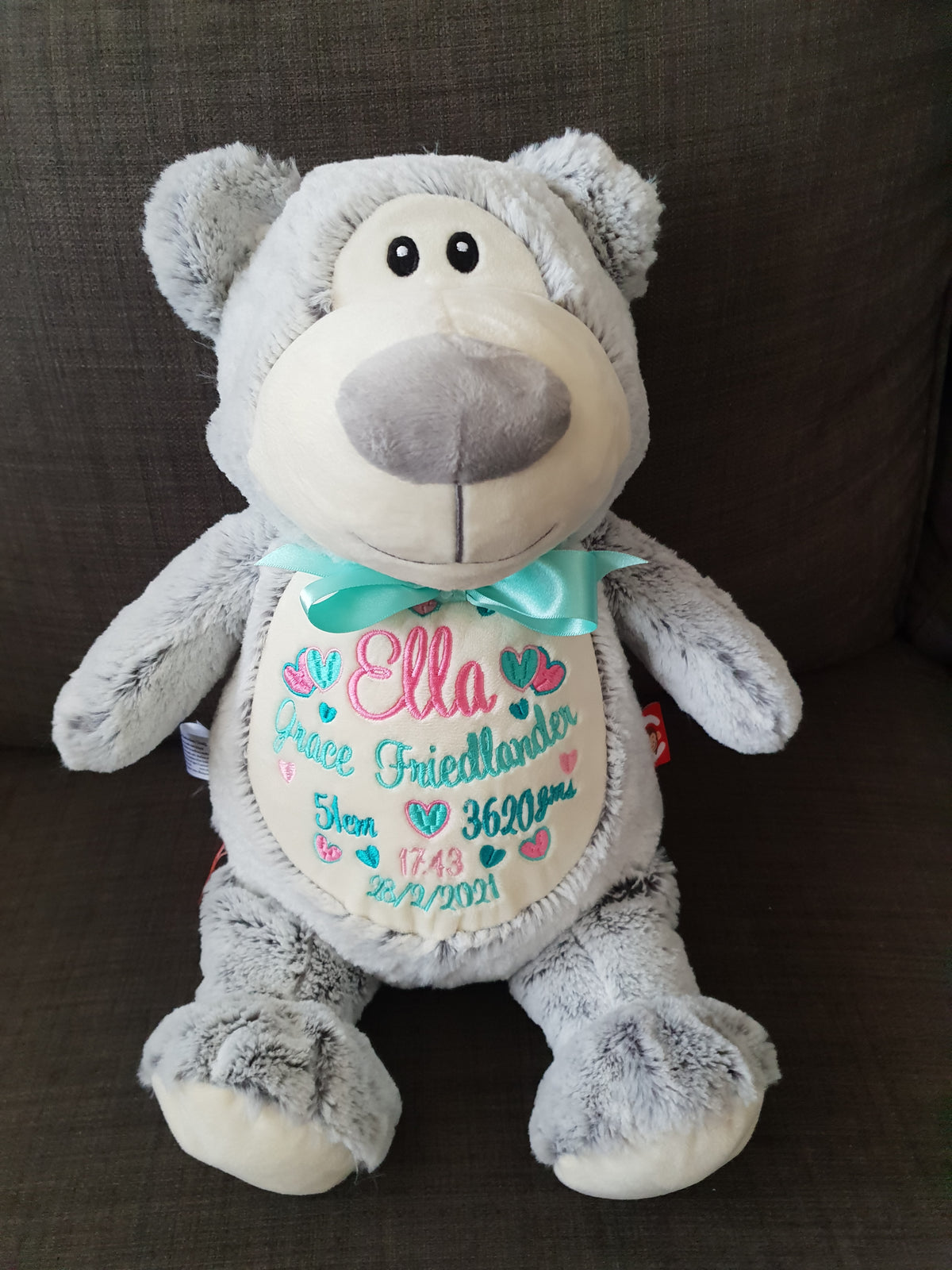 Personalised Grey Bear Cubbie - Mikki and Me Kids