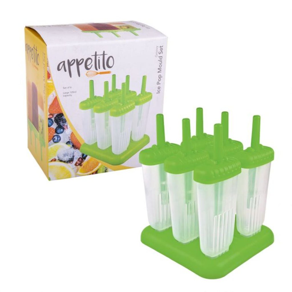Appetito Groovy Ice Pop Mould Set Of 6 Green - Mikki and Me