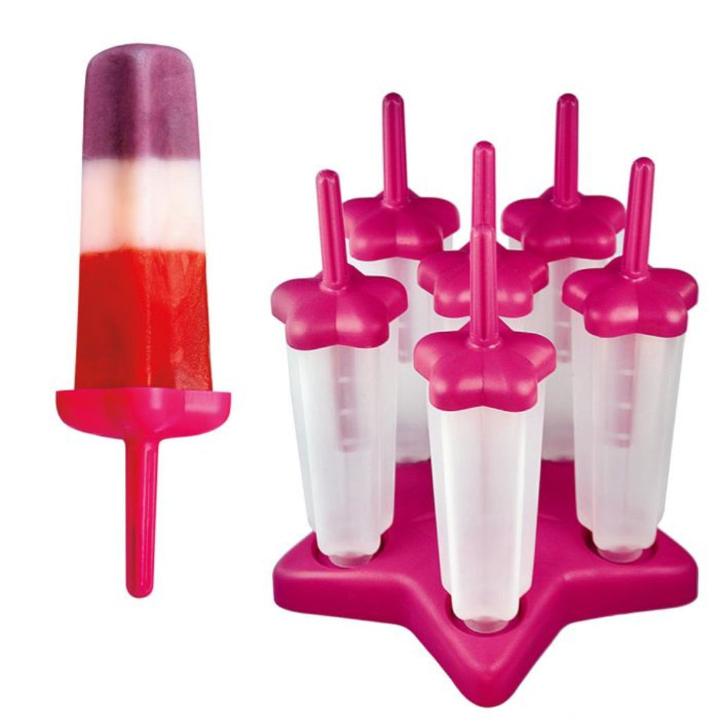 Appetito Star Ice Pop Mould Set Of 6 Fuchsia - Mikki and Me