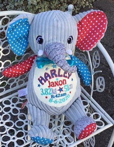 Personalised Harlequin Elephant Cubbie - Mikki and Me Kids