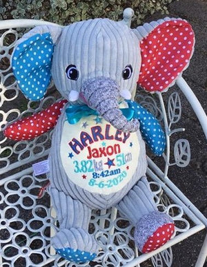 Personalised Harlequin Elephant Cubbie - Mikki and Me Kids