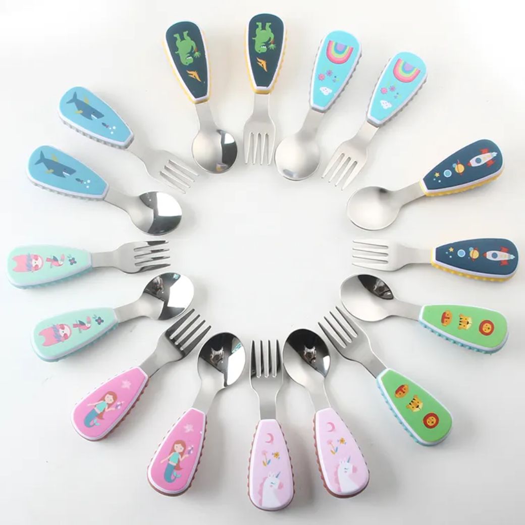 Stainless Steel Kids Fork & Spoon Cutlery Set
