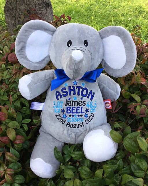 Personalised Grey Elephant Cubbie - Mikki and Me Kids