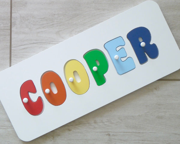 Hand made personalised name puzzle - Rainbow Boy - Mikki and Me Kids
