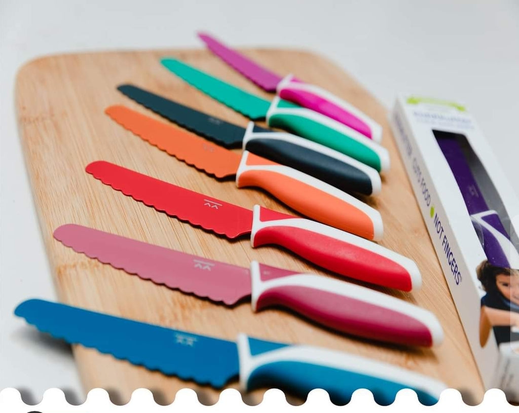 Kiddikutter kid safe knives  in a rainbow of colours