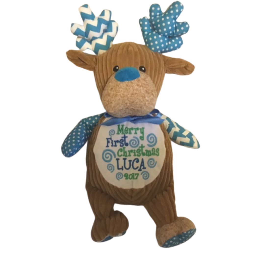 Personalised Embroidered Harlequin Blue Deer Cubbie [FREE SHIPPING]