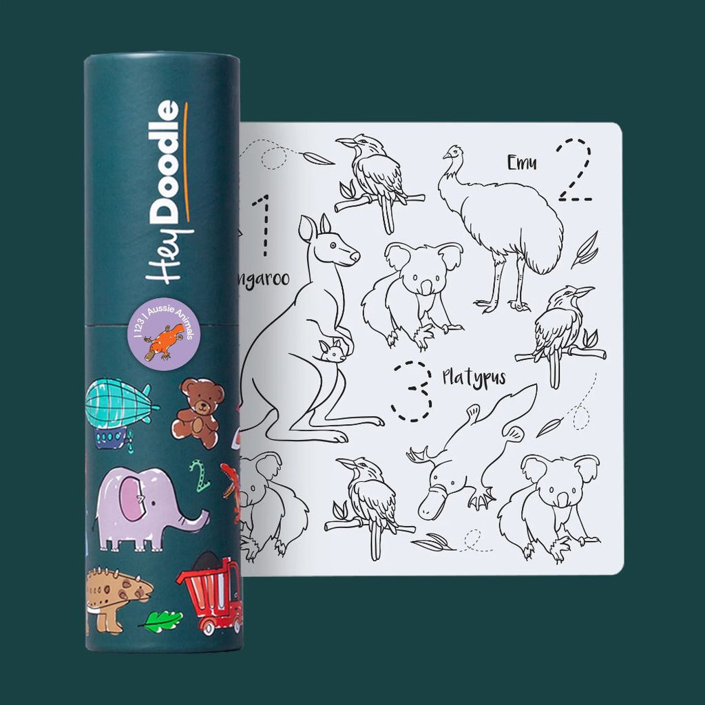 Aussie animals hey doodle mini mat made from silicone for kids reusable drawing, keep kids entertained while at restaurants, cafes and travelling - Mikki and Me Kids