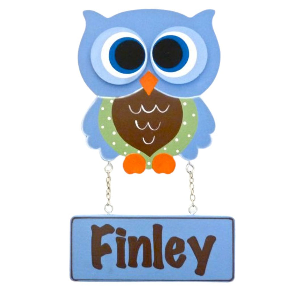 Kids personalised, decorative, and hand made door plaque - Owl Boy - Mikki & Me Kids