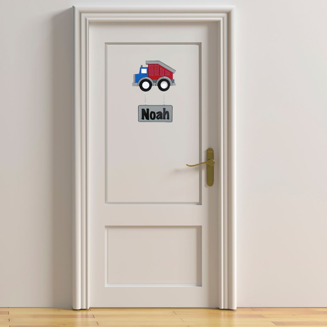 Kids personalised, decorative, and hand made door plaque - Dump Truck - Mikki and Me Kids