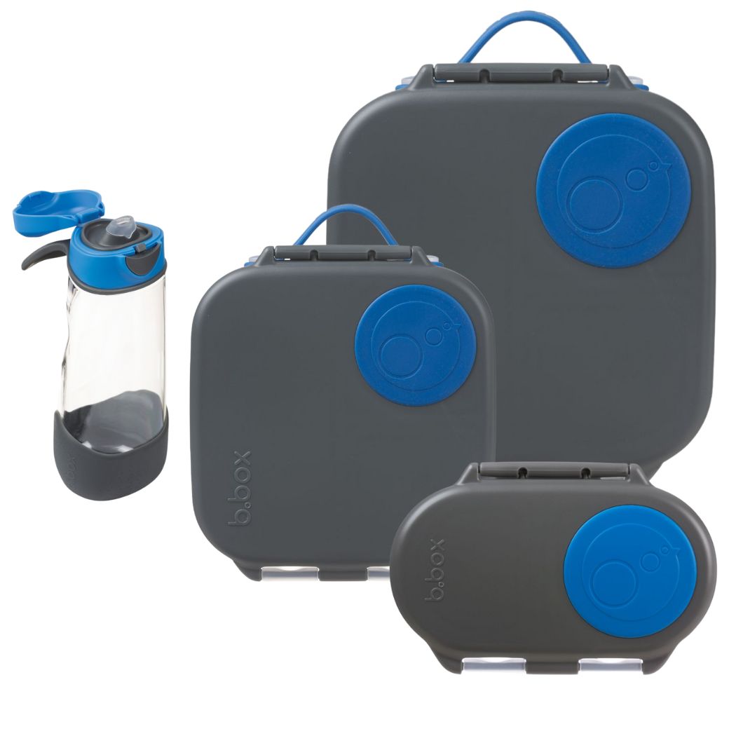 B.Box Blue Slate Bento Lunchbox Bundle - Large, Mini, Snackbox, & Drink Bottle [PRE-ORDER: SHIPS MID-DECEMBER 2023]