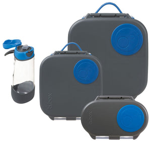 B.Box Blue Slate Bento Lunchbox Bundle - Large, Mini, Snackbox, & Drink Bottle [PRE-ORDER: SHIPS MID-DECEMBER 2023]