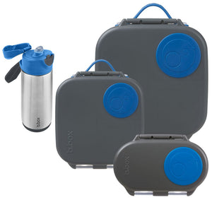 B.Box Blue Slate Bento Lunchbox Bundle - Large, Mini, Snackbox, & Drink Bottle [PRE-ORDER: SHIPS MID-DECEMBER 2023]