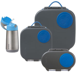 B.Box Blue Slate Bento Lunchbox Bundle - Large, Mini, Snackbox, & Drink Bottle [PRE-ORDER: SHIPS MID-DECEMBER 2023]