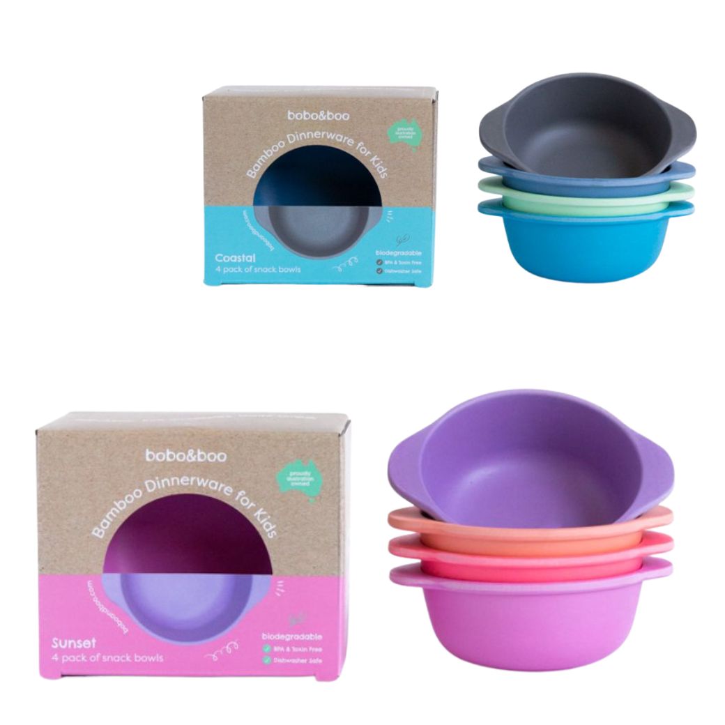 Bobo&boo Bamboo Snack Bowls for Kids - 4 Pack