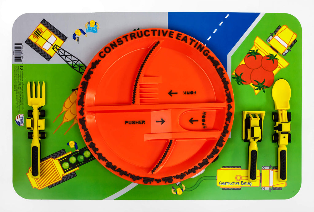 constructive eating construction placemat and plate for kids and toddlers - Mikki and Me Kids